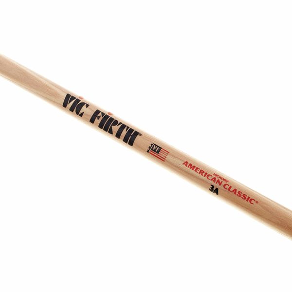 Vic Firth American Classic 3A Hickory Wood Tear Drop Tip Drumsticks (Pair) Drum Sticks for Drums and Percussion