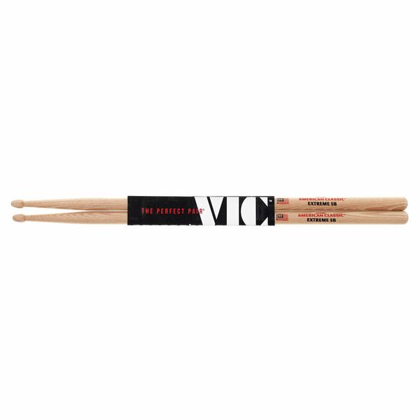 Vic Firth American Classic Extreme 5B Hickory Wood Tear Drop Tip Drumsticks (Pair) Drum Sticks for Drums and Percussion (Wood Tips)