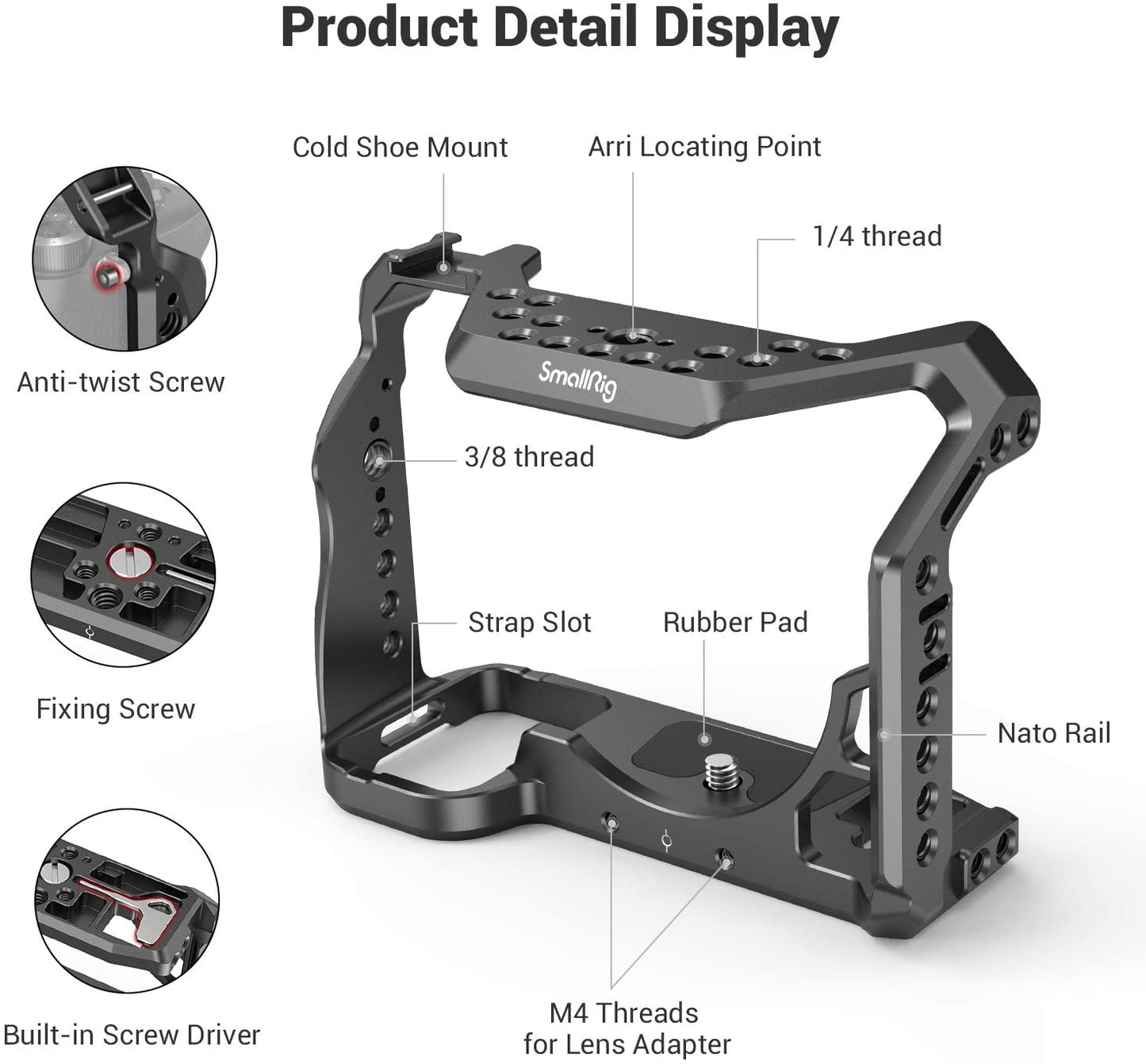 SmallRig 2999 Lightweight Durable Aluminum Construction Camera Cage for Sony Alpha 7S III Mirrorless Cameras