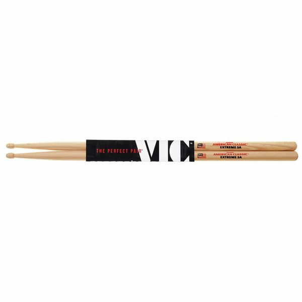 Vic Firth American Classic Extreme 5A Hickory Wood Tear Drop Tip Drumsticks (Pair) Drum Sticks for Drums and Percussion (Wood, Nylon Tips)
