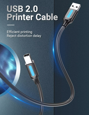 Vention USB 2.0 A Male to B Male 480Mbps Printer Cable (COQ) Black 3M