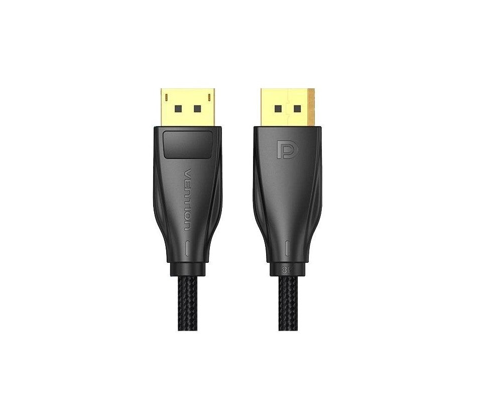 Vention Cotton Braided DisplayPort Male to Male Cable DP Gold Plated 8K 60Hz (HCC) 1M Black