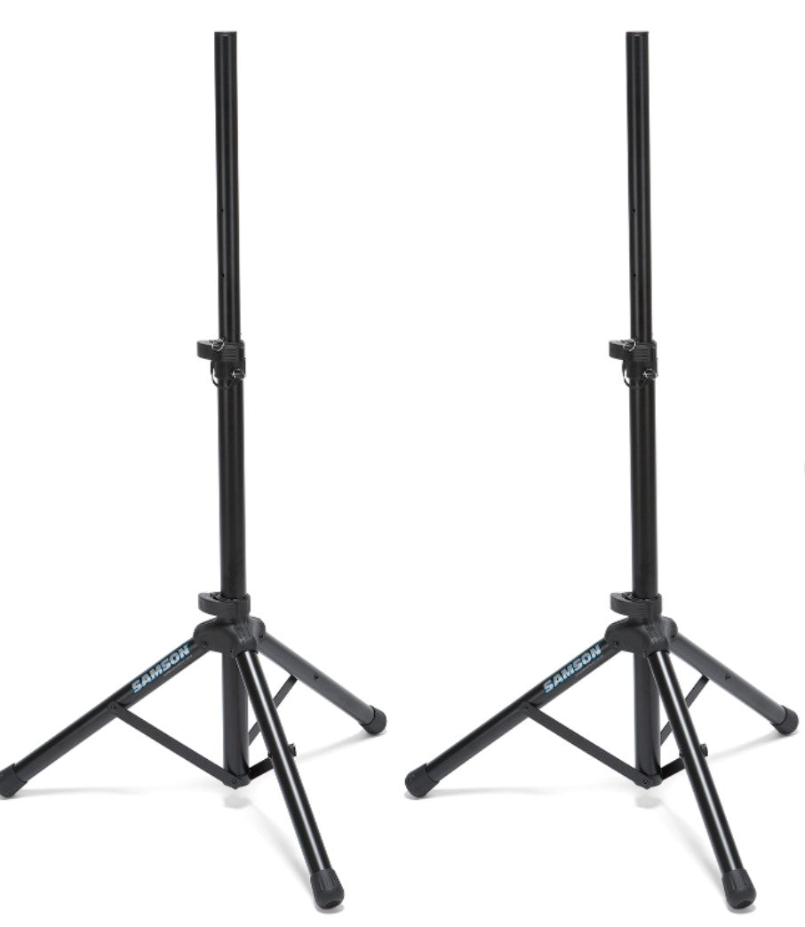 Samson SP50P Heavy Duty Speaker Stand Set (Pair) with Adjustable Height up to 5' Feet Telescoping with Locking Latch for Indoor and Outdoor Events and Concerts