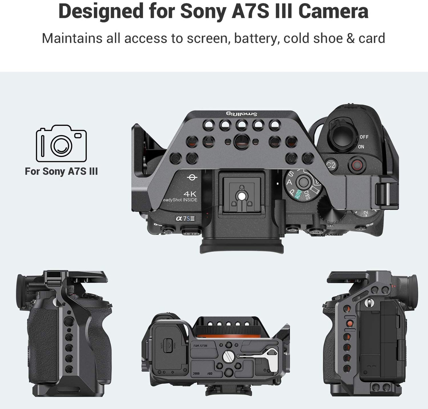 SmallRig 2999 Lightweight Durable Aluminum Construction Camera Cage for Sony Alpha 7S III Mirrorless Cameras