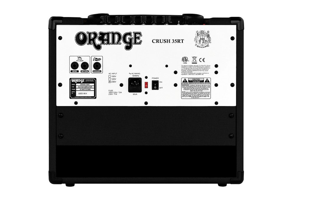 Orange Amps Crush 35RT Watt Guitar Combo Amplifier with 4- Stage Preamp, Active 3 Band EQ and CabSim-loaded Headphone Output for Electric Guitars (Orange, Black)