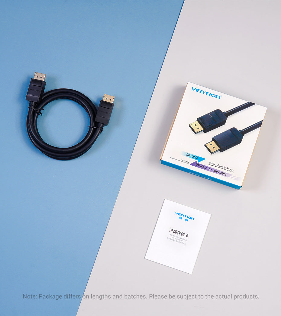 Vention 1.2 HD 4K/60Hz Male to Male Gold Plated (HAC) Displayport Cable for TV, PC, Monitors, Projectors, Laptops (Available in Different Lengths)
