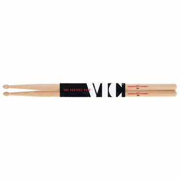 Vic Firth American Classic 2B Hickory Wood Tear Drop Tip Drumsticks (Pair) Drum Sticks for Drums and Percussion