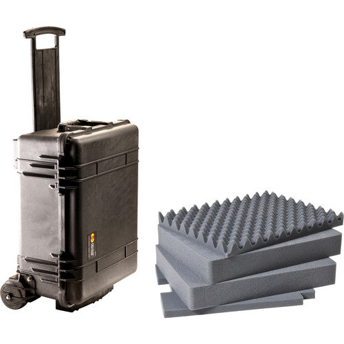 Pelican Protective Watertight Case Mobility Kit with Wheels and Pick-N-Pluck Foam (BLACK) | Model - 1560M
