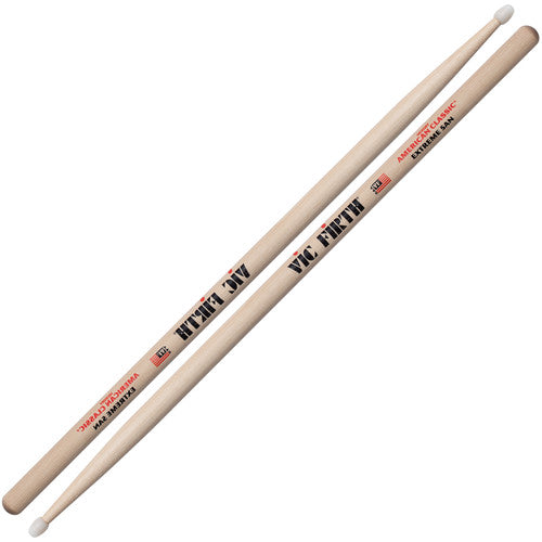 Vic Firth American Classic Extreme 5A Hickory Wood Tear Drop Tip Drumsticks (Pair) Drum Sticks for Drums and Percussion (Wood, Nylon Tips)