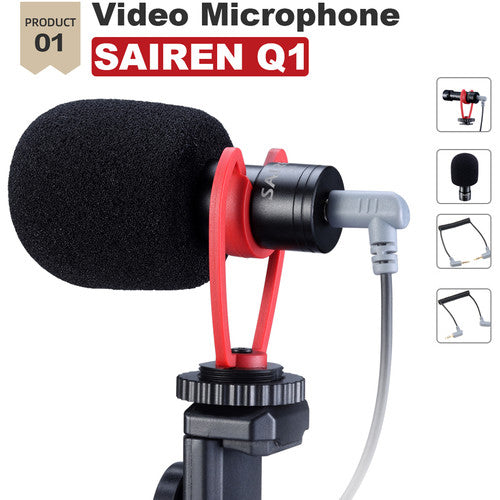 Ulanzi Smartphone Vlog Kit 2 - Sairen VM-Q1 Mic + Ulanzi MT-08 Mini Tripod + Ulanzi ST-07 Phone Holder for Vlogging Livestream YouTube