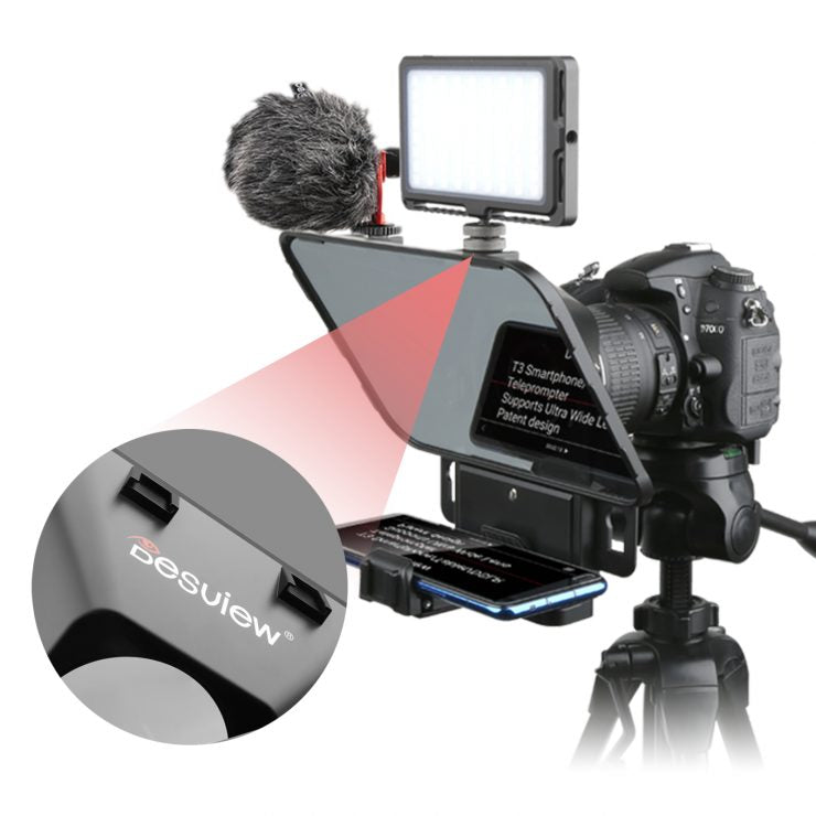 Desview / Bestview T3 11" Universal Teleprompter with Horizontal / Vertical Shooting, Bluetooth Remote Control and Mobile App Support for DSLR, Smartphone and Tablet