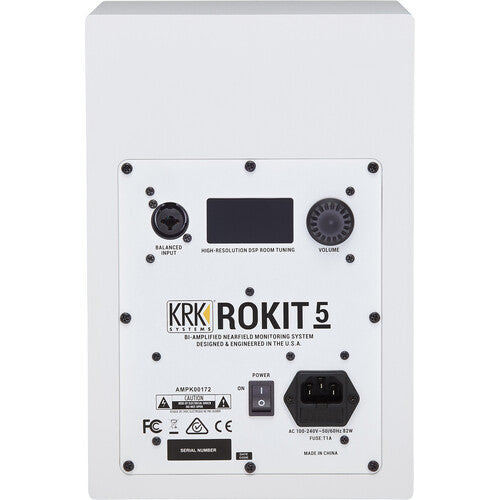 KRK ROKIT 5 G4 (Gen 4) White Noise 5 Inch 2 - Way Professional Active Studio Monitor with DSP- Driven Graphic EQ and Phone App Support RP 5G4-PH White