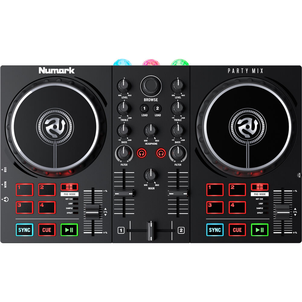 Numark Party Mix II USB DJ Controller with Built-In Light Show Mobile Devices, Laptops