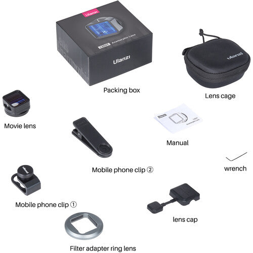 Ulanzi 1.55XT Multilayer HD Optical Coating Anamorphic Movie Lens for Smartphones