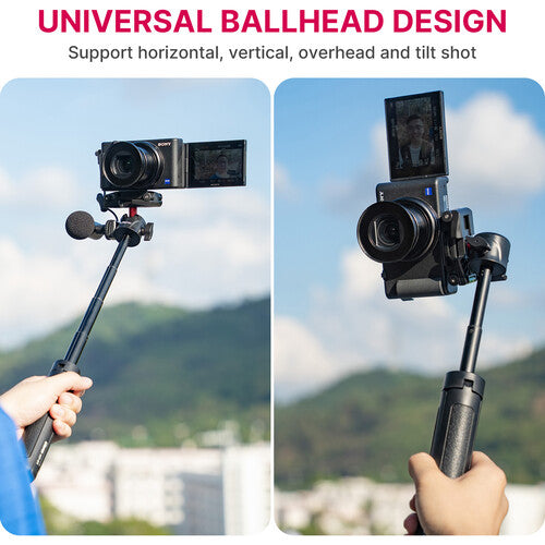 Ulanzi 2469 MT-41 2 in 1 Adjustable Mini Tripod with 4 Sections Extendable Function and Cold Shoe Mount Design Perfect for Livestream, Vlogging and Video Shooting