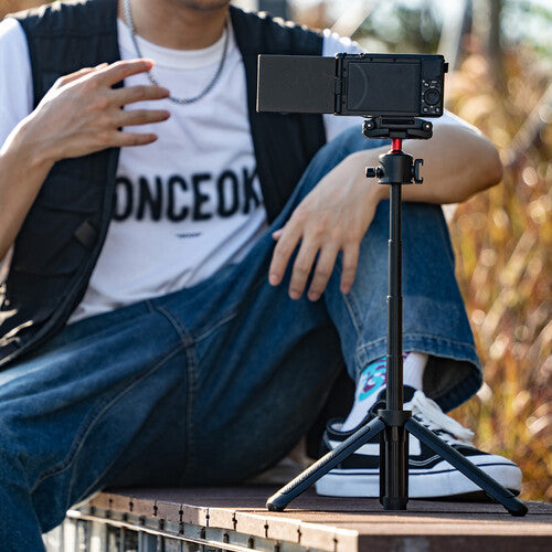 Ulanzi 2469 MT-41 2 in 1 Adjustable Mini Tripod with 4 Sections Extendable Function and Cold Shoe Mount Design Perfect for Livestream, Vlogging and Video Shooting