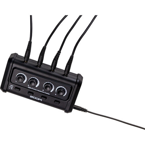 Zoom ZHA-4 Handy Headphone Amplifier Battery-Powered with 4 Channels Monitoring and 4 Outputs Switches for Mobile Audio Recording Setups, Music and Podcasting
