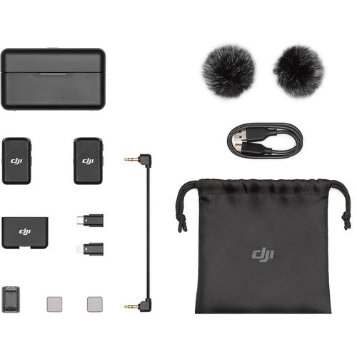 DJI MIC 2 Pocket-Sized Pro Audio Wireless Lavalier Microphone Set with 2x Transmitter 1x Receiver and Charging Case, 250M Transmission Range, 6-hour Recording & 18-hour Total Battery Life for Osmo Pocket 3, Action 4, Smartphones, & Cameras