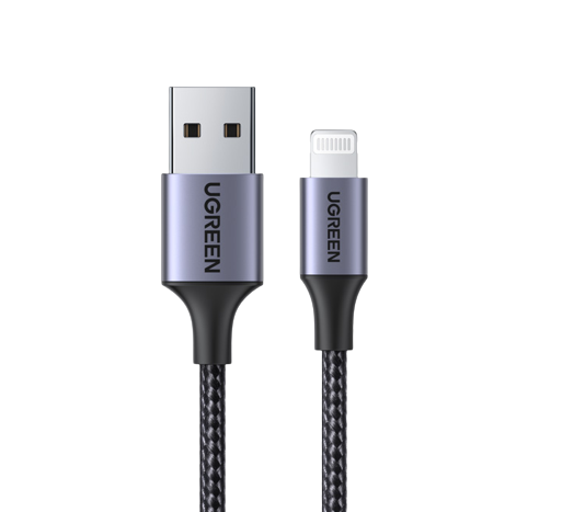 UGREEN Lightning to USB 2.0 2.4A Quick Charge Charging Cable MFi Certified with 480Mbps Data Speed Aluminum Cased Tips (2M) | 60158