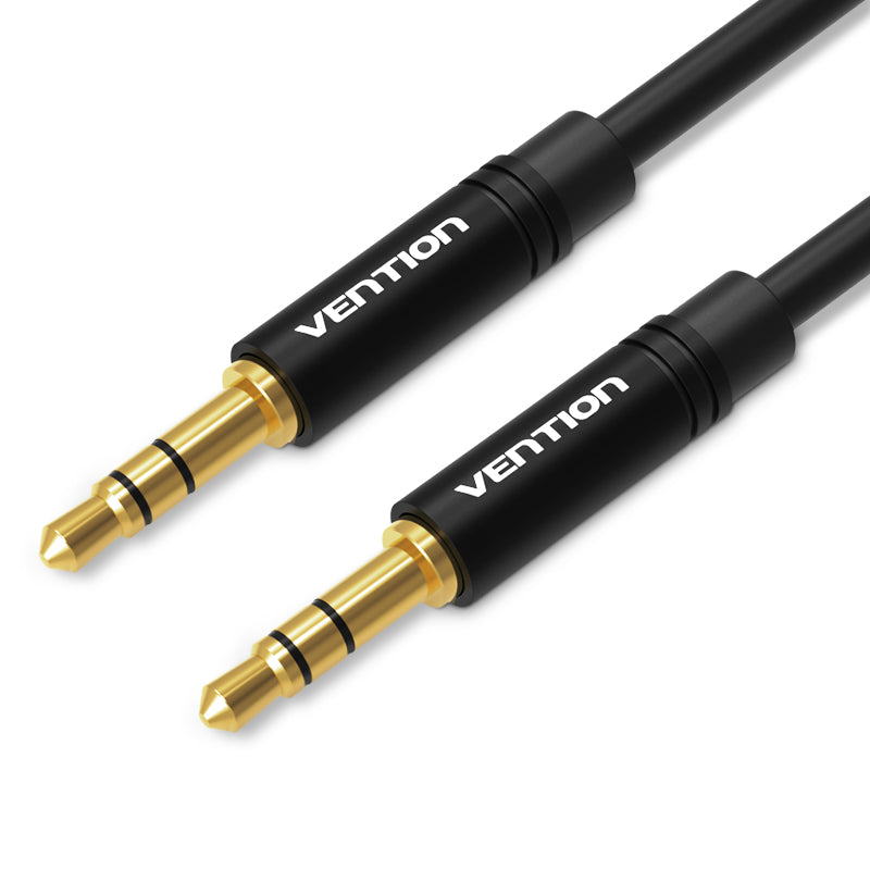 Vention TRS 3.5mm Male to TRS 3.5mm Male TPE Elastic Gold Plated (BAK) Audio Cable for Mobile Phones, Speakers, Laptops, PC (Available in 0.5M, 1M, 1.5M)