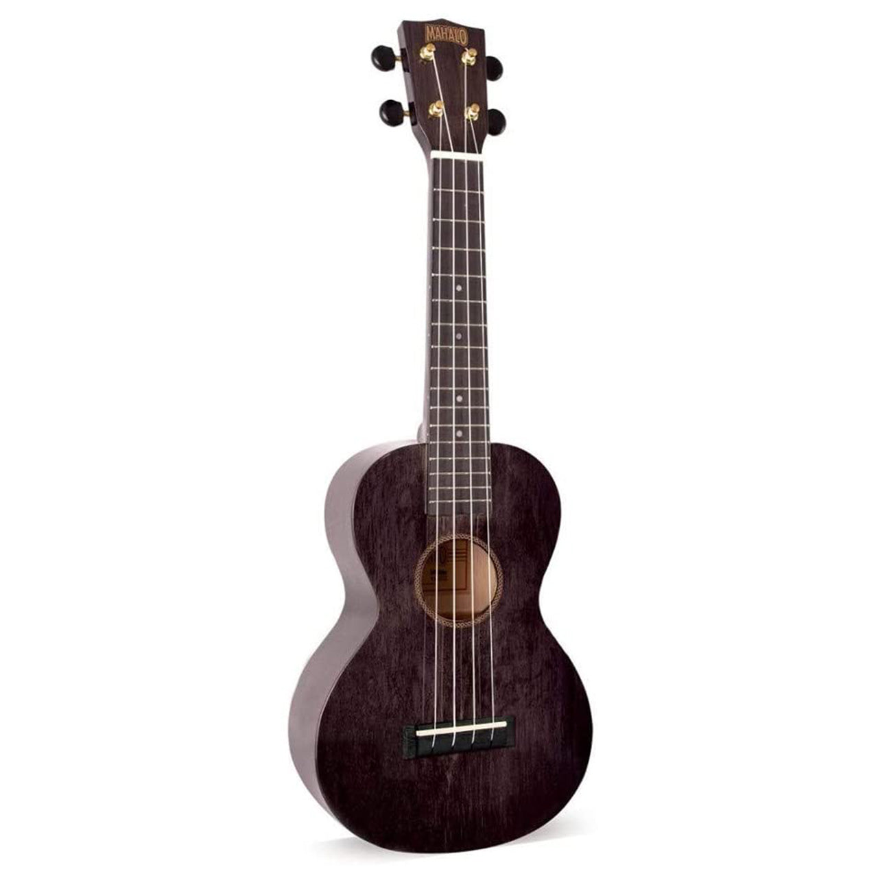 Mahalo Hano Series Concert Acoustic Ukulele 4 String Guitar with 16 Frets Transparent Black MH2TBK