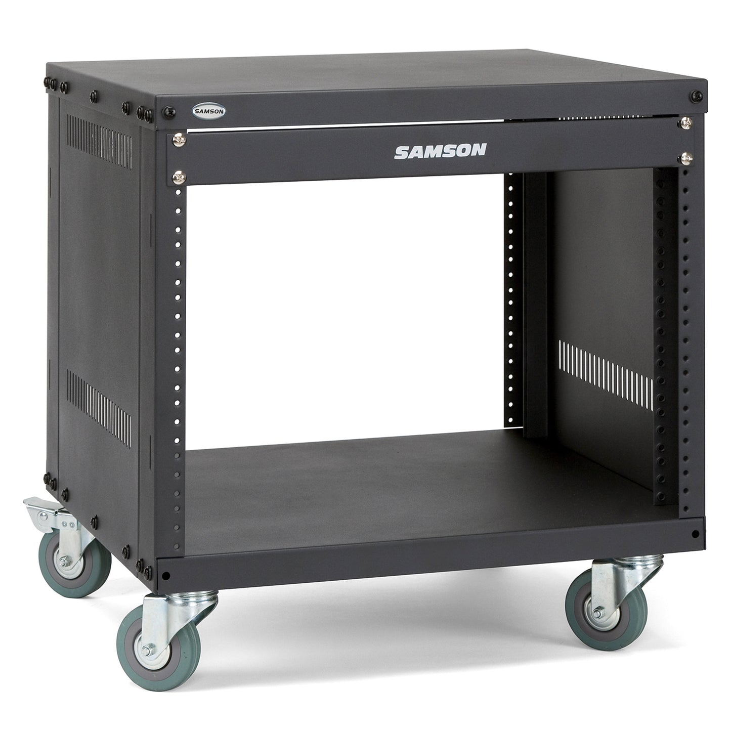Samson SRK8 Universal Equipment 8 Rack Stand Heavy Duty Steel Construction with Caster Wheels, Fully Enclosed Sides