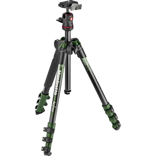 Manfrotto MKBFRA4GR-BH BeFree Color Aluminum Travel Tripod with Ball Head for Vlogging, Photography, etc. (Green)