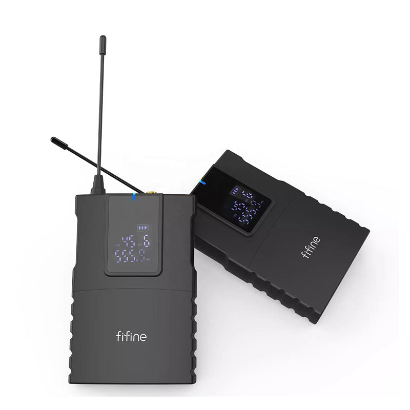 Fifine C8 Professional Wireless Lavalier Omnidirectional Lapel Microphone Cardiod with 50M Transmission Range for Podcasting, Videography, Vlog and Recording