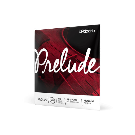 D’Addario 4/4 Prelude Violin Strings Set with Medium Tension, Warm Tones and Silk & Steel Chain Musical Instrument Accessory | J810