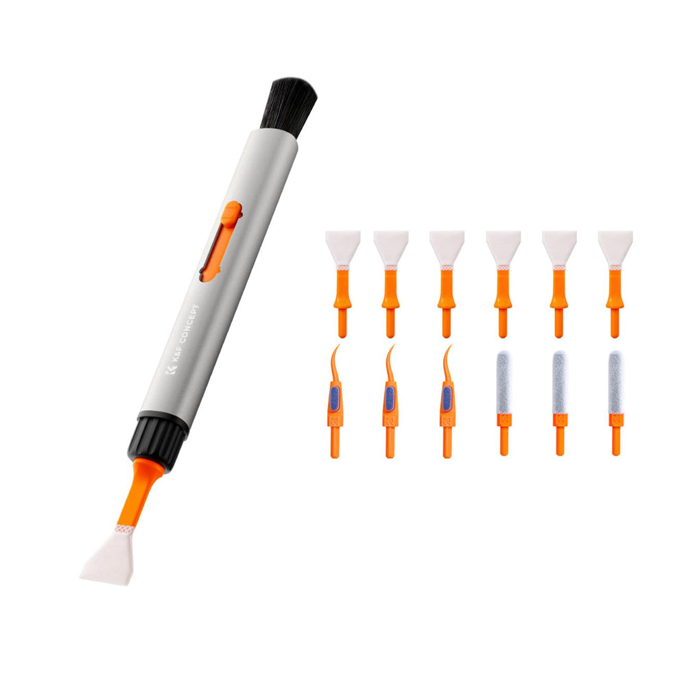 K&F Concept 5-in-1 Multifunction Cleaning Pen Set with APS-C Cleaning Swab, Flocking Sponge, Culler, Carbon Head and Brush for Cameras and Earphones | SKU-1975