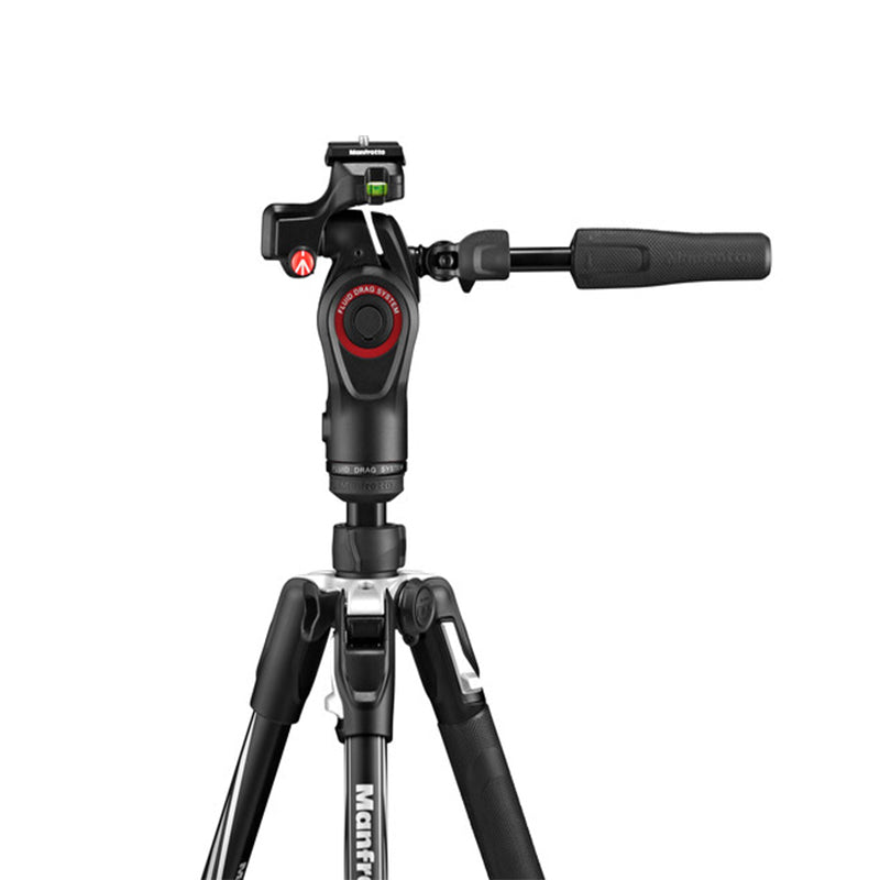 Manfrotto Befree Live Advanced 3-Section Quick Set up Tripod and 3-Way Fluid Head with 2kg Load Capacity & Rubberized Grips for Photography | MKBFRLA4BK-3W