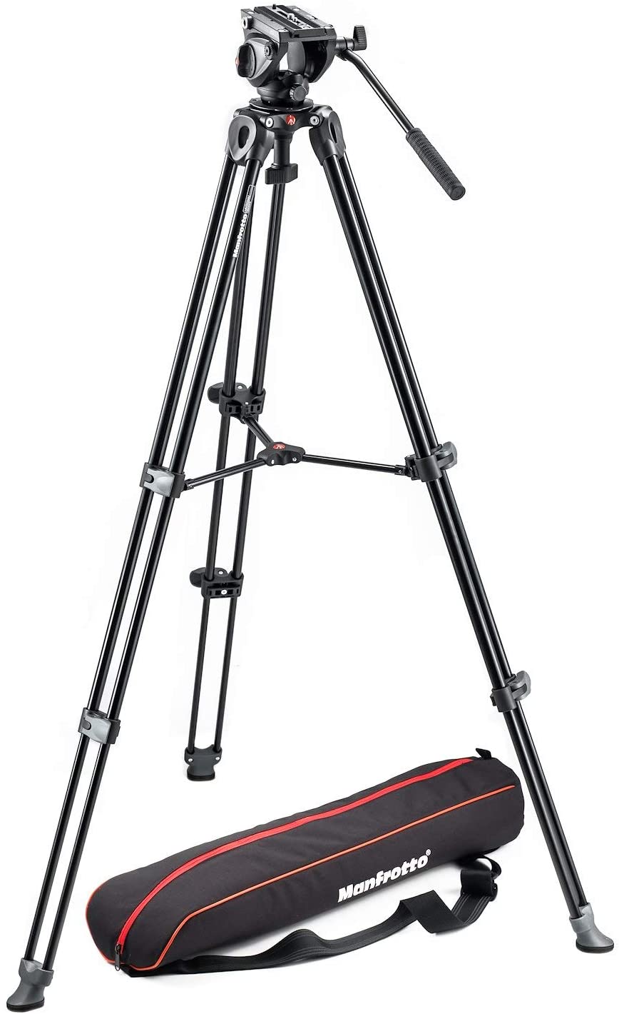 Manfrotto MVK500AM Fluid Drag Video Head Tripod and Carry Bag for Photography, Vlogging