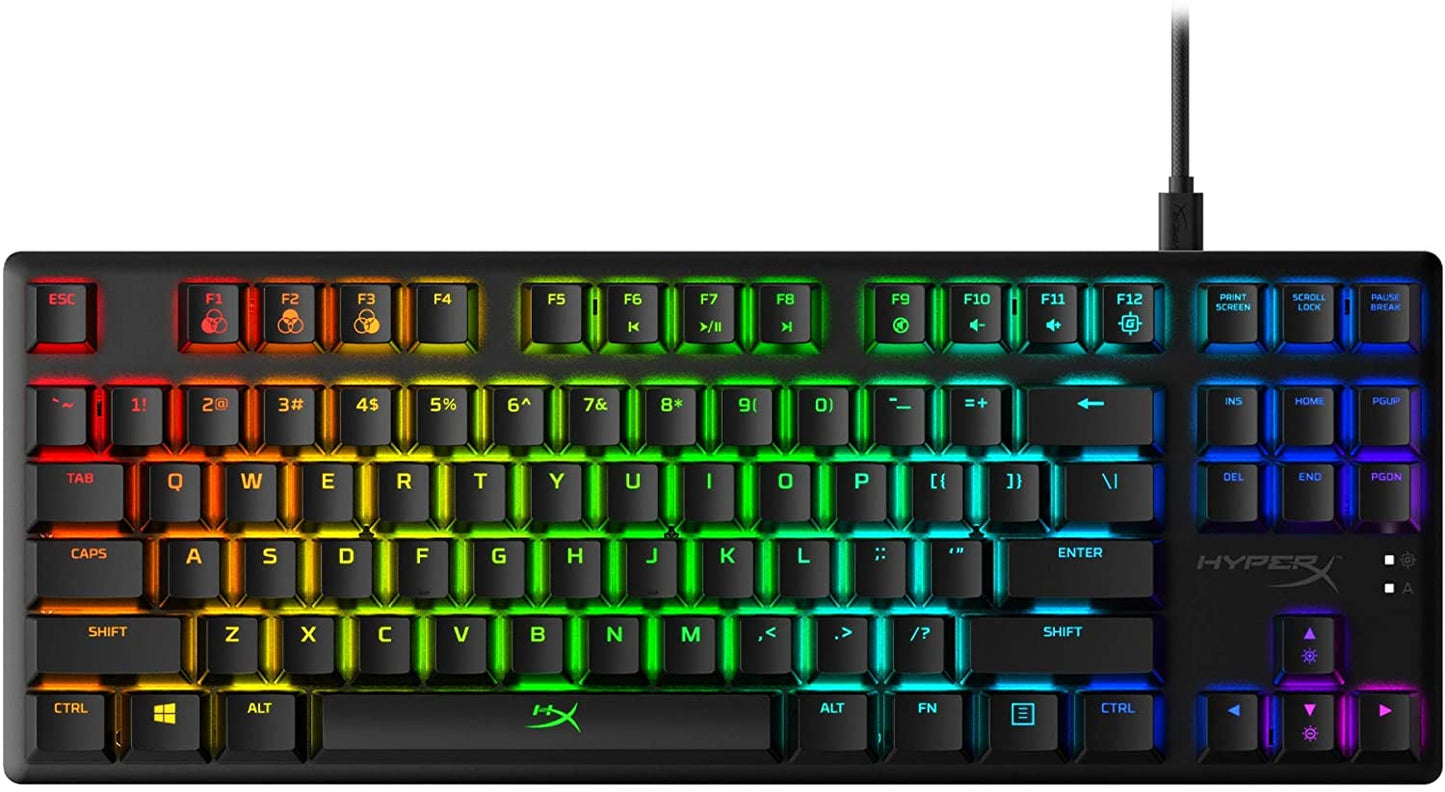 HyperX Alloy Origins Core Tenkeyless Mechanical RGB Backlit Gaming Keyboard with Detachable USB Type-C Cable, Aqua Tactile Switch (HX-KB7AQX-US)