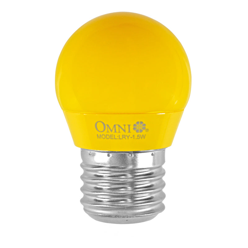 OMNI LED Colored Round Bulb 1.5W 220V E27 Base with 20,000 Hours Operation, SMD LED, Energy Saving for Home Lightning (Green) | LRG-1.5W 220V