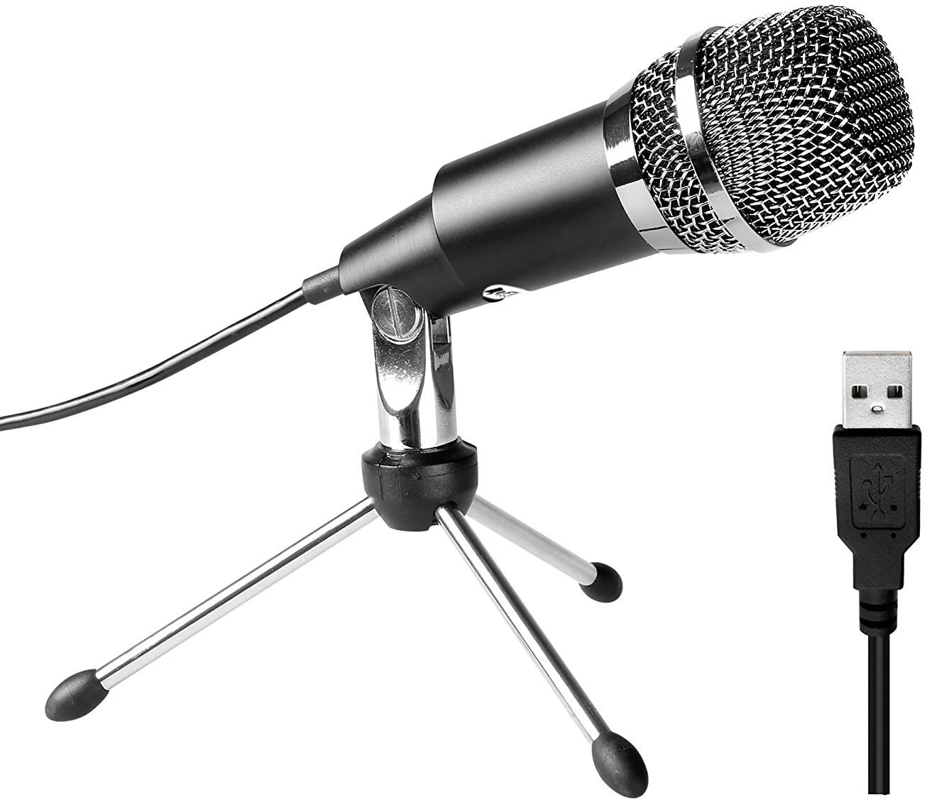 FIFINE USB Computer Microphone for Recording  Video Voice Over  Vocals for Mac & PC, Condenser Mic with Gain Control for Home Studio, Plug  