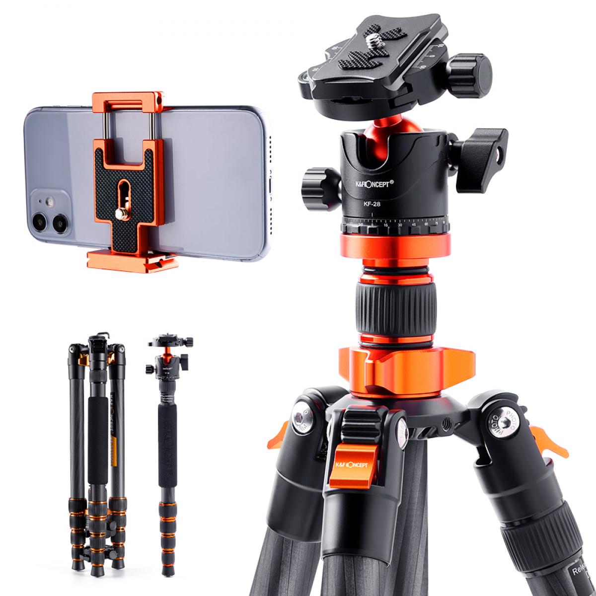 K&F Concept KF09-093V2 Carbon Fiber Professional Tripod with 360 Degree Ball Head