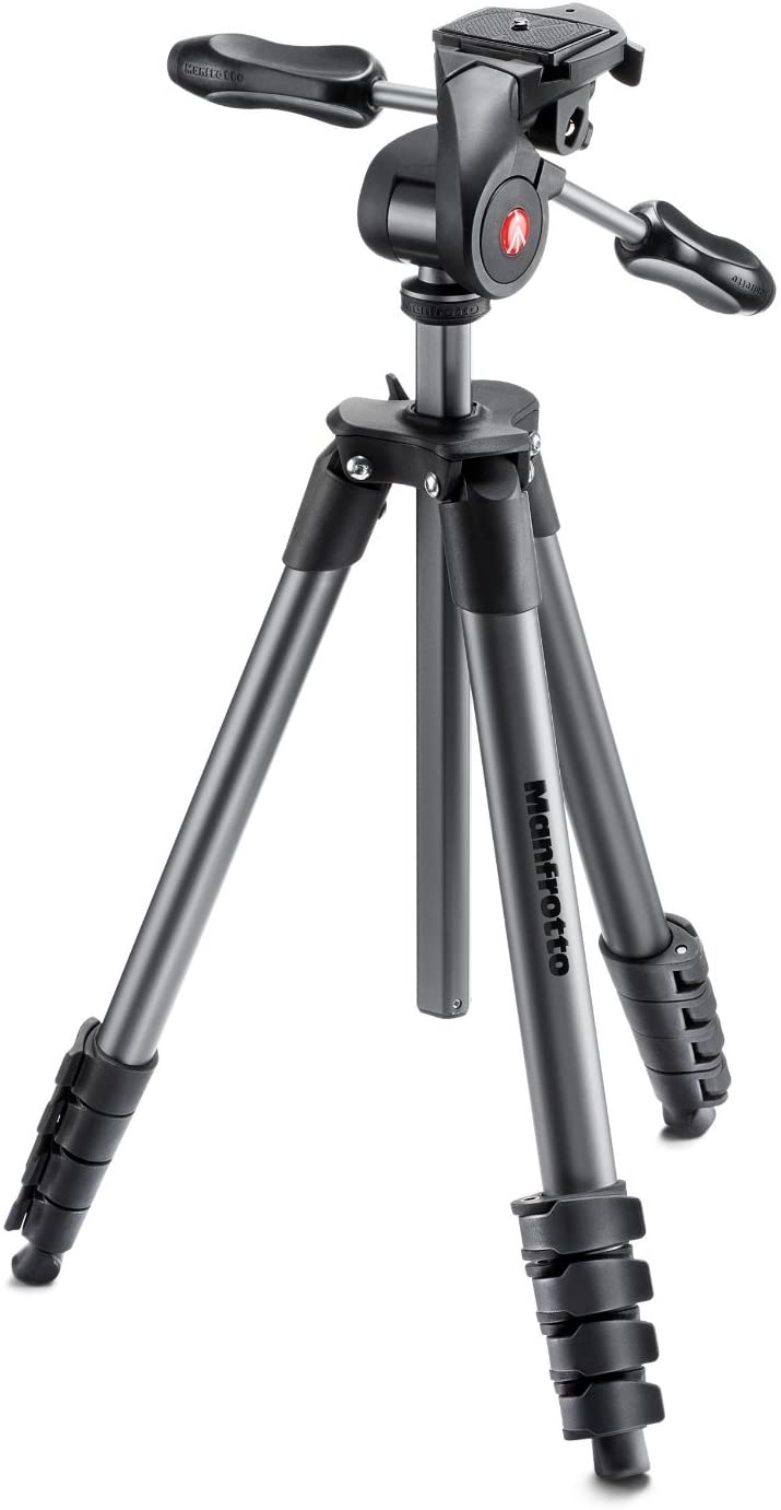 Manfrotto MKCOMPACTADV-BK Compact Advanced Aluminum Tripod for Vlogging, Photography (Black)