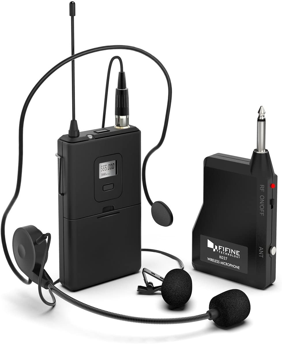Uhf Portable Wireless Headset/ Lavalier Lapel Microphone With Bodypack  Transmitter And Receiver 1/4