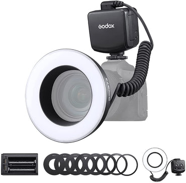 Godox RING72 Macro LED Ring Light with Dual Power Supply 72pcs Lamp Beads 49mm to 77mm Adapter Rings 5600k Color Temperature for Macro and Close-Up Imaging