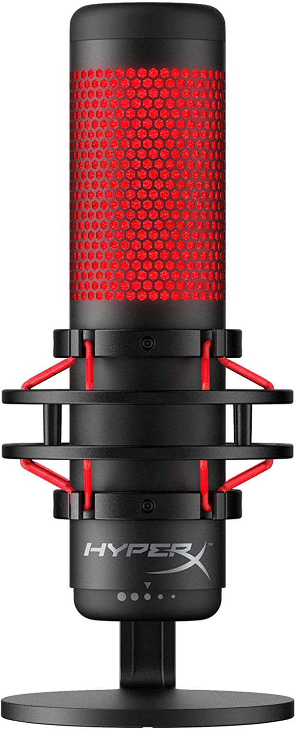 HyperX HX-MICQC-BK QuadCast, USB Condenser Gaming Microphone for PC, PS4 and Mac, Podcasts, Twitch, YouTube, Discord, Red LED - Black
