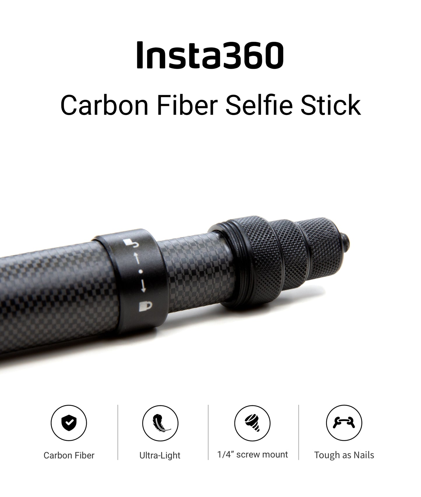 Insta360 Invisible Selfie Stick Extended Edition with 1.9ft to 9.8ft Max Length with Carbon Fiber Material for ONE / ONE X Action Camera DINEESS/A