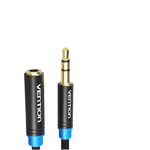 Vention TRS 3.5mm Male to 3.5 Female Cotton Braided Gold Plated (VAB-B06) Stereo Audio Extension Cable for Amplifiers, Sound Box, Laptops, Smartphones (Available in 0.5M, 1M, 1.5M, 2M, 3M, 5M)