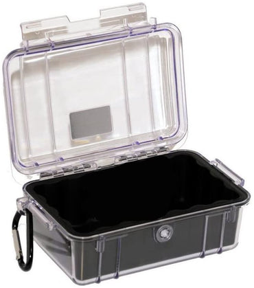 Pelican 1050 Clear Micro Case Waterproof Shockproof Dustproof Hard Casing with Automatic Pressure Purge Valve for Phones, MP3 Player, Small Electronics (4 Colors Available)