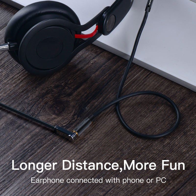 Vention 3.5mm Male to Female Cotton Braided Cable 1.5-Meters (BHB) Audio Extension Cord for Smartphones