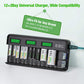EBL TB-6036 12-Bay Multipurpose Smart Battery Charger with LCD Status Displays, Independently Controlled Charging Slots, 2 Additional 9V 6F22 Compatible Terminals for Ni-MH Ni-CD Rechargeable Batteries