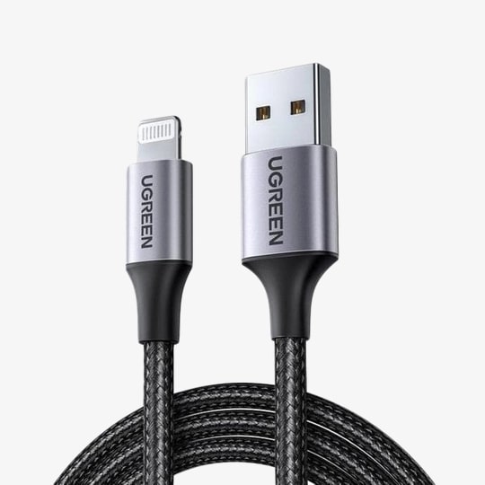 UGREEN Lightning to USB 2.0 2.4A Quick Charge Charging Cable MFi Certified with 480Mbps Data Speed Aluminum Cased Tips (2M) | 60158