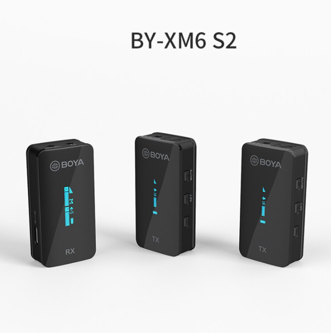 Boya by-XM6 S2 2.4GHz Dual Wireless Lavalier Microphone System Kit with up to 7hours Runtime and 100m Operating Range for Live, YouTube, Vlogging and Interview