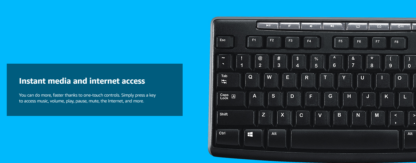 Logitech MK200 Media Wired Full-sized Keyboard with Spill-Resistant Design, 8 Multiple Hot Keys, and Optical Mouse Combo (Black)