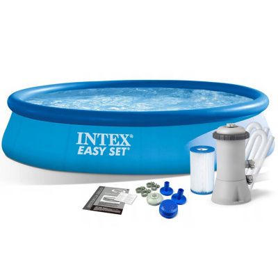 Intex 28142 13ft x 33in Easy Set Inflatable Above Ground Swimming Pool for Backyard Swimming Pools