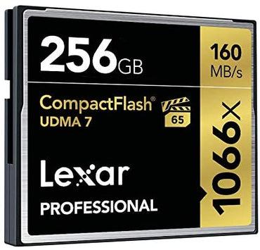 Lexar Professional 256GB 1066x UDMA 7 CompactFlash CF Memory Card with 65MB/s Sustained Recording, 155MB/s Write & 160MB/s Read Maximum Speed, Supports 1080p Full HD, 3D, and 4K Video for Camera Photography & Videography | LCF256CRBAS1066